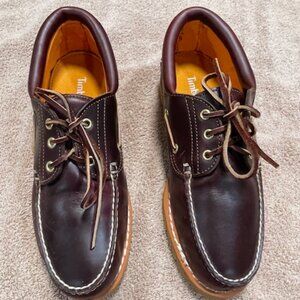 Timberland Burgundy Men's Leather 3 eye Boat Shoes, Size 10. Great Condition